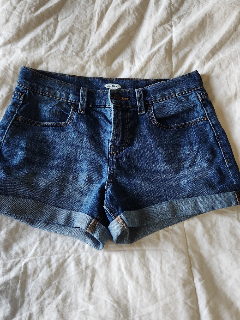 Old Navy Women's Dark Blue Denim Roll-Cuff Shorts